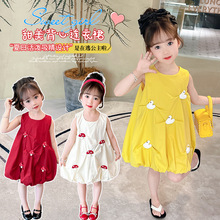 女童蘑菇花苞裙夏季2024新款洋气儿童装立体玩偶可爱清凉连衣裙子