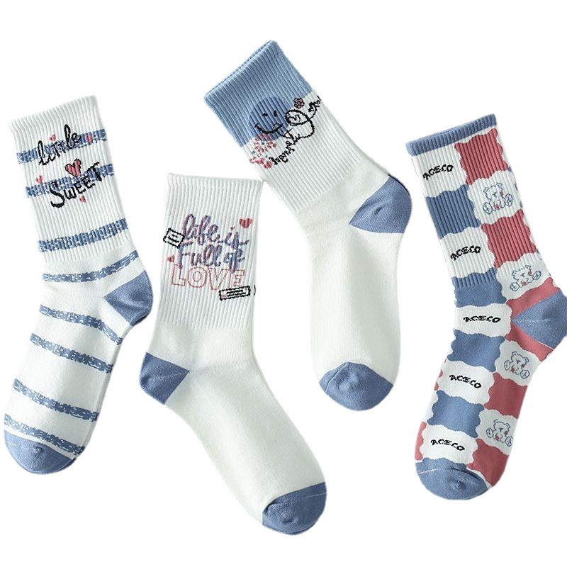 White Tube Socks Children Ins Fashion All-Matching Good-looking Mori Style Niche Students Autumn Cute Long Socks Stockings