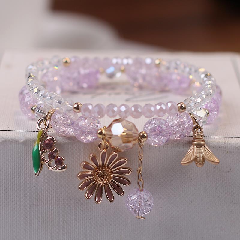 韩版可爱儿童水晶手链女童公主手环学生闺蜜手串姐妹链多元素手镯