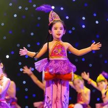 紫金舞蹈同款表演服装西夏鼓娃演出服腰鼓儿童新疆维吾尔族
