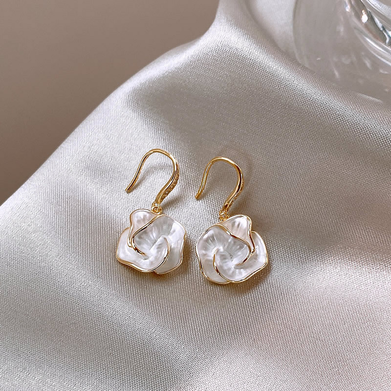 Camellia Flower Earrings Female Special Interest Light Luxury Elegant High Sense Earrings 2023 New Popular Unique Eardrop Earring