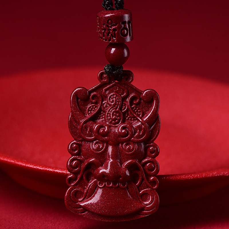 天然朱砂 紫金砂神兽睚眦吊坠 男女情侣款本命年转运纳福挂件