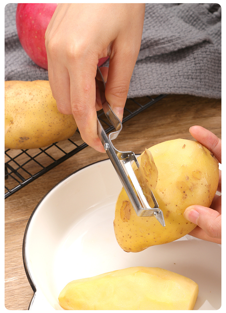 不锈钢削皮刀三件套鸭毛夹刮皮器土豆削皮瓜果刨丝器厨房工具抖音
