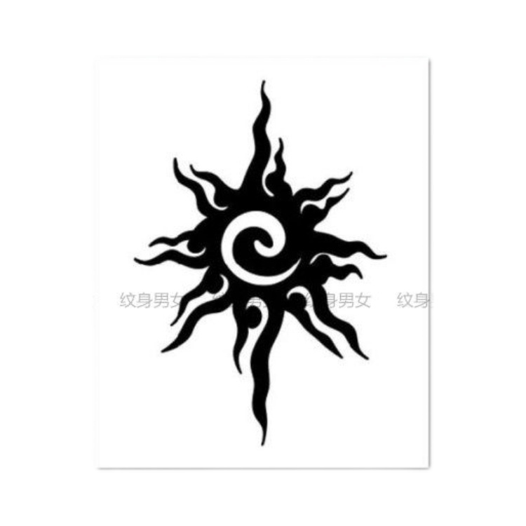 7k1草本暗黑太阳图腾纹身贴纸果汁防水持久女男现代简约美化装饰