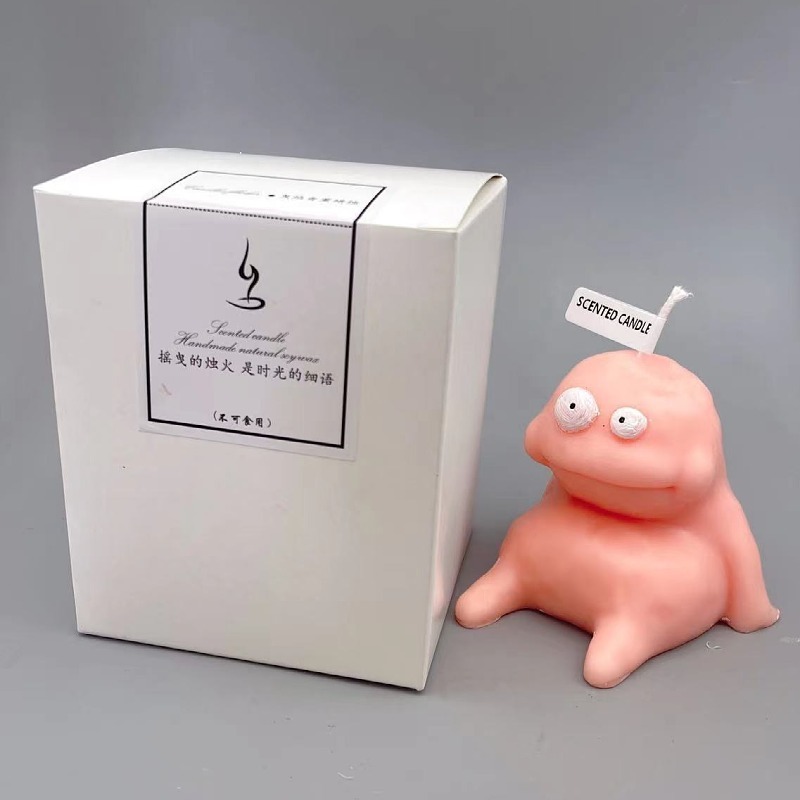 Two Clay Candle Funny Ugly and Cute Hand Gift Fat Thin Clay Monster Cartoon Shape Aromatherapy Candle