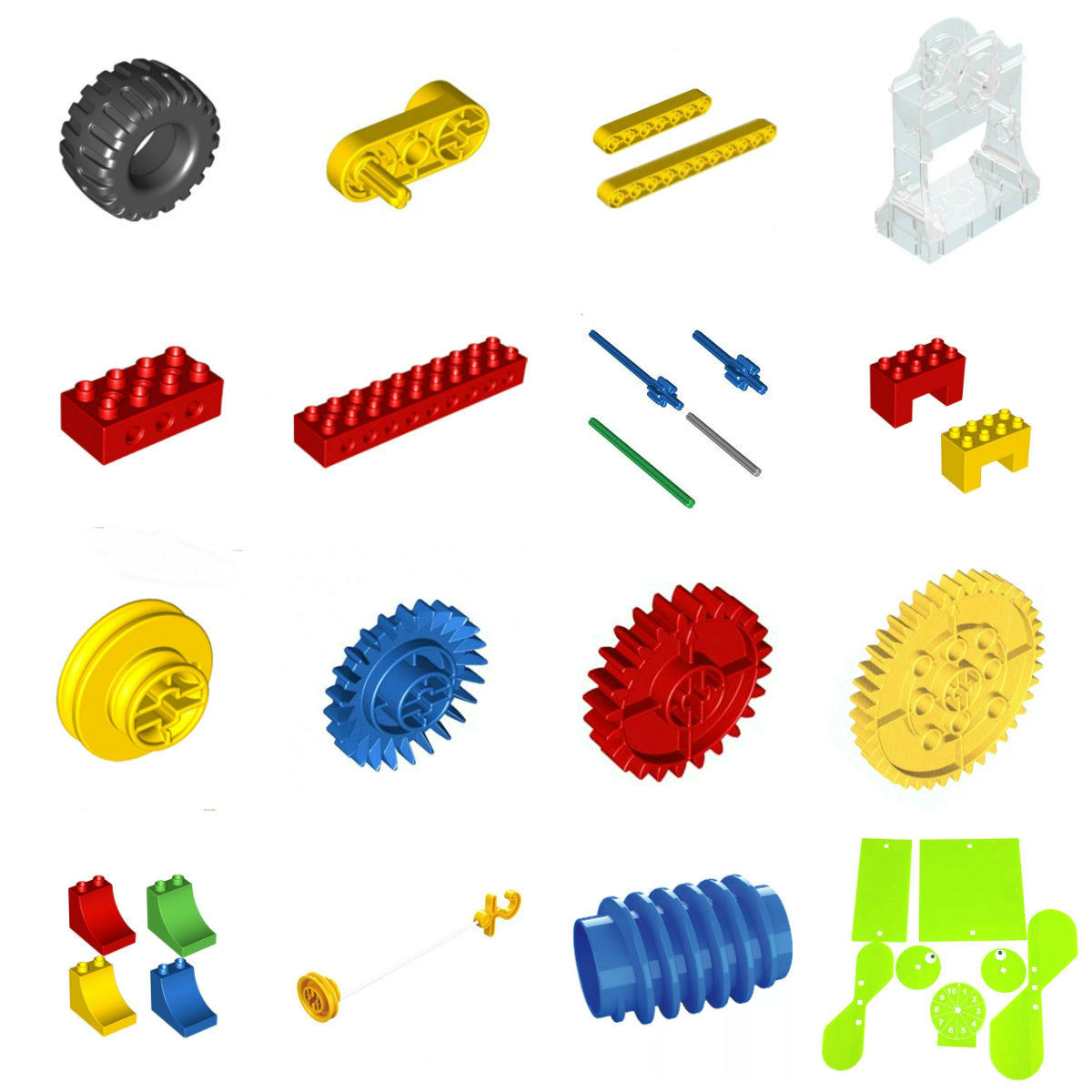 兼容9656齿轮系列大颗粒积木散件扇叶九孔砖齿轮轴涡轮箱蜗杆黄梁