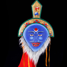 藏戏面具理塘藏戏文创面具款蓝色升级版壁挂装饰少数民族景区