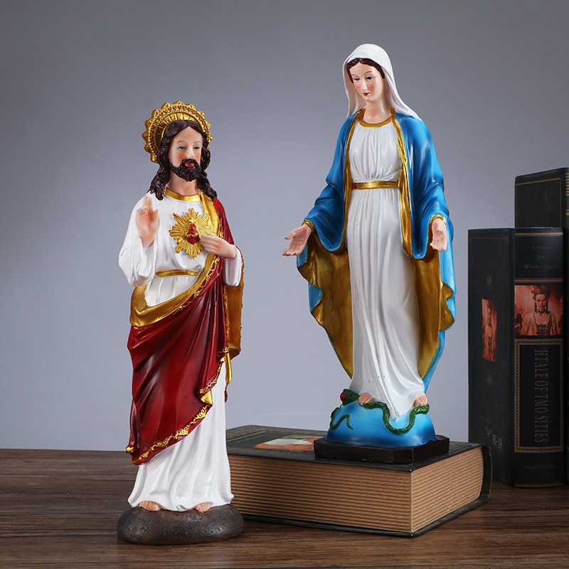 耶稣圣心受难十字架树脂工艺品装饰品摆件圣母玛利亚宗教人物雕像