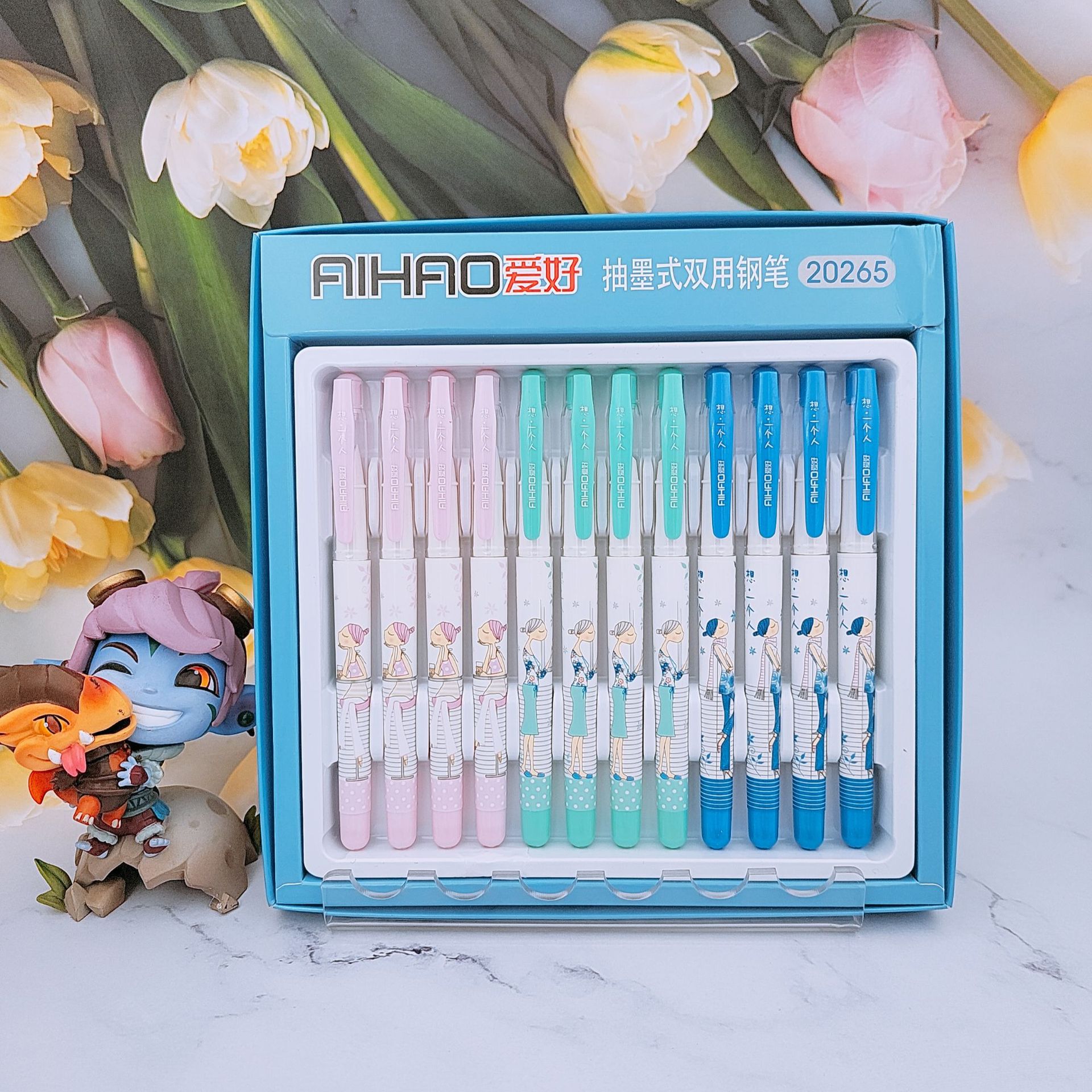 爱好文具新品20265想一个人抽墨式双用钢笔 学生卡通写字墨囊钢笔
