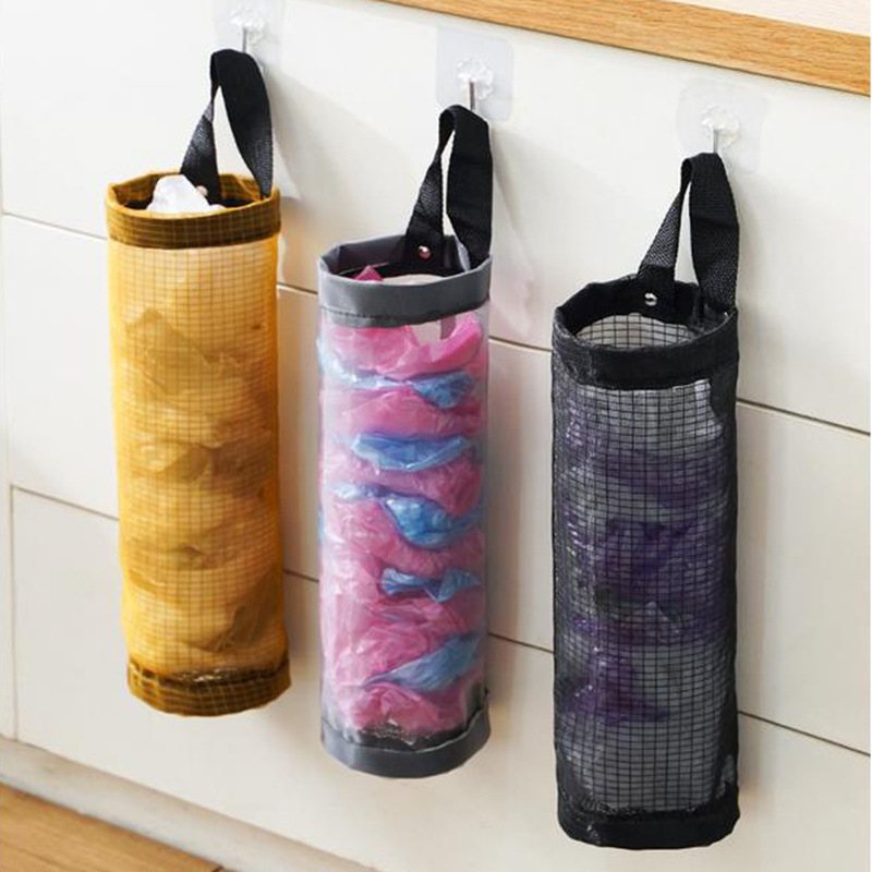 Grid Plastic Bag Buggy Bag Hanging Plastic Bag Collector Kitchen Garbage Bag Hanging Bag