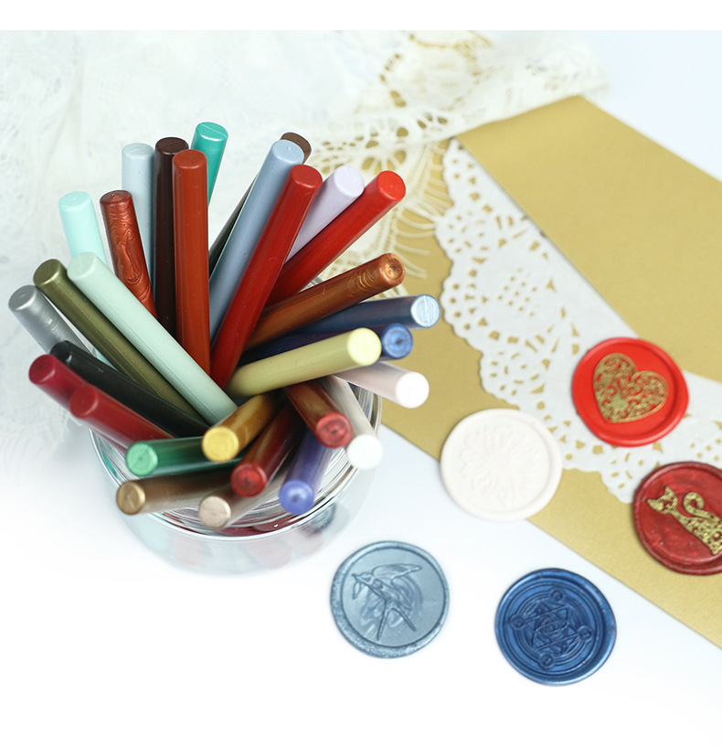 圆形火漆小蜡棒68色10*0.7cm 火漆印章蜡棒 可配合蜡枪使用信封口