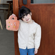 新款女童时尚简约纯色小方包可爱钻石毛毛包手机包小香风手提包包