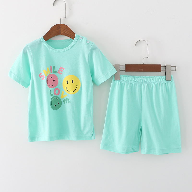 Children's Home Wear Summer Skin-Friendly Cotton Baby Summer Suit Children's Simple Short Sleeve Korean Style Baby Split Suit Baby Clothes