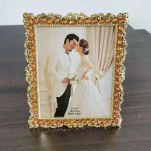欧式创意金色镶钻结婚照相框7寸10寸照片摆台卧室客厅样板房摆件