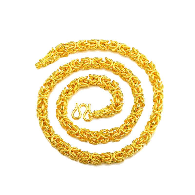代发龙头布纹龙袍大项链 爆款沙金饰品 泰金男士霸气铜镀金项链