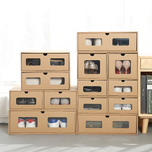透明鞋盒鞋子收纳盒纸盒纸质抽屉式高跟鞋靴子收纳神器折叠家用