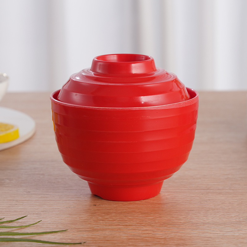 Colorful Japanese Style Bowl with Lid Solid Color Imitation Porcelain with Lid Tureen Melamine Melamine Melamine Tableware with Lid Tureen Dessert Slow Cooker