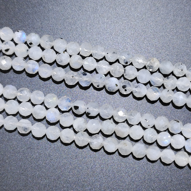 天然蓝月光散珠切面手串月光石3mm日光石材料手链项链diy饰品配件
