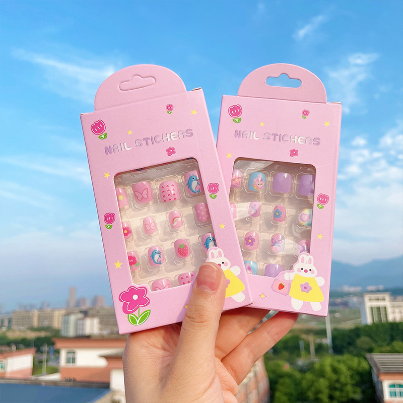 Children's Little Girl Removable Nail Sticker Cartoon Cute Baby Self-Adhesive Jelly Glue Sweet Princess Nail Stickers