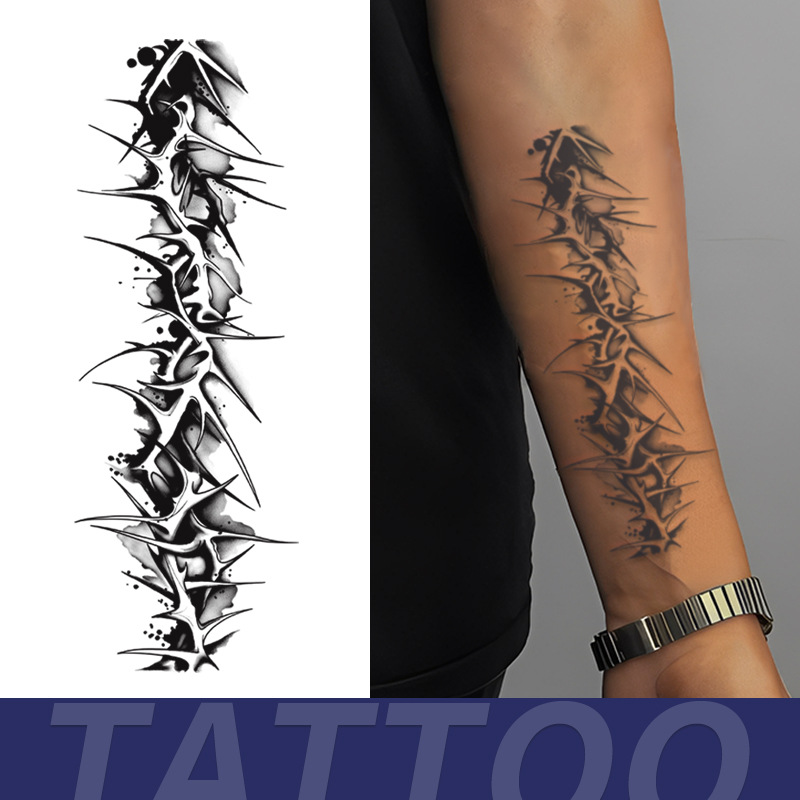 网红臂环纹身贴朋克风男生饰品果汁防水持久不反光暗黑系荆棘贴纸