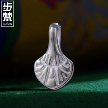 藏式银S925海螺纹夹子西藏传民族风串珠记数器DIY卡子配饰用品