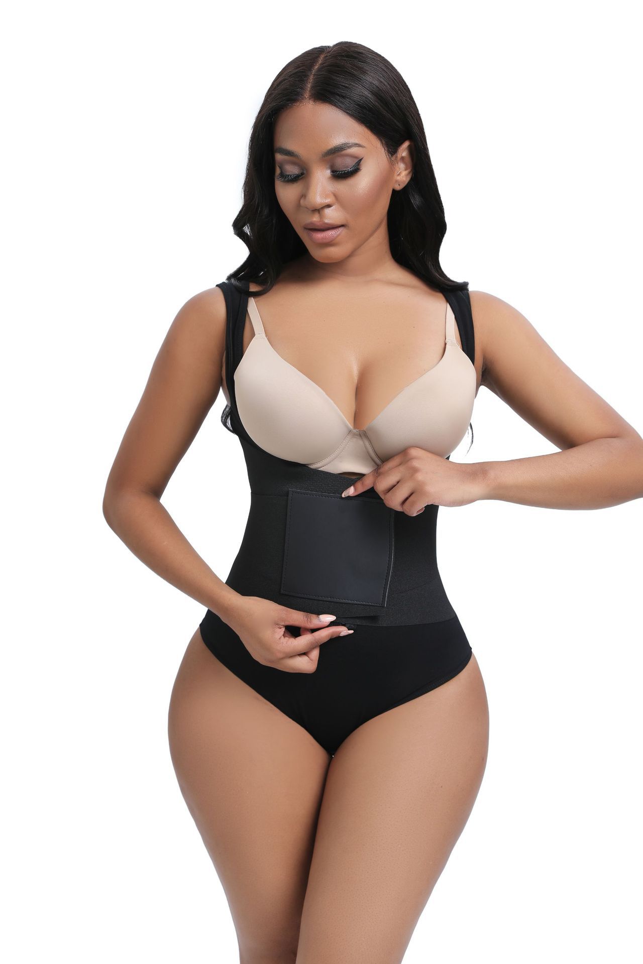 Cross-Border Best Seller in Europe and America Large Size Belly Contraction Hip Lifting One-Piece Corset Enhanced Version Two-in-One Waistband Female