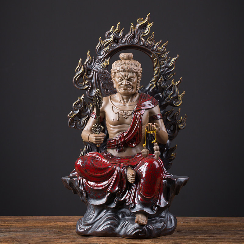 王顺 不动明王 佛像家用供奉镇宅摆件辟邪神像生肖属鸡守护神陶瓷