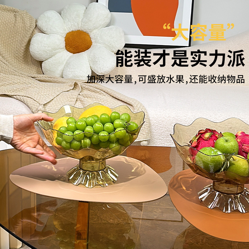 Good-looking Transparent Fruit Plate Simple and Light Luxury Fruit Plate Household Plate Snack Coffee Table Dessert Dried Fruit Candy Plate