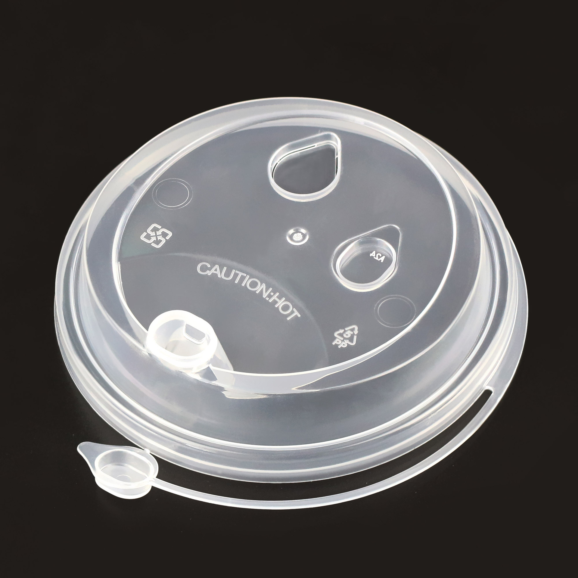 90口径球盖注塑杯盖商用黑色磨砂防漏盖98口径圆盖一次性奶茶杯盖