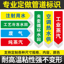 耐高温管道标识贴纸定制蒸汽管标签环介质流向标识文字箭头不干胶