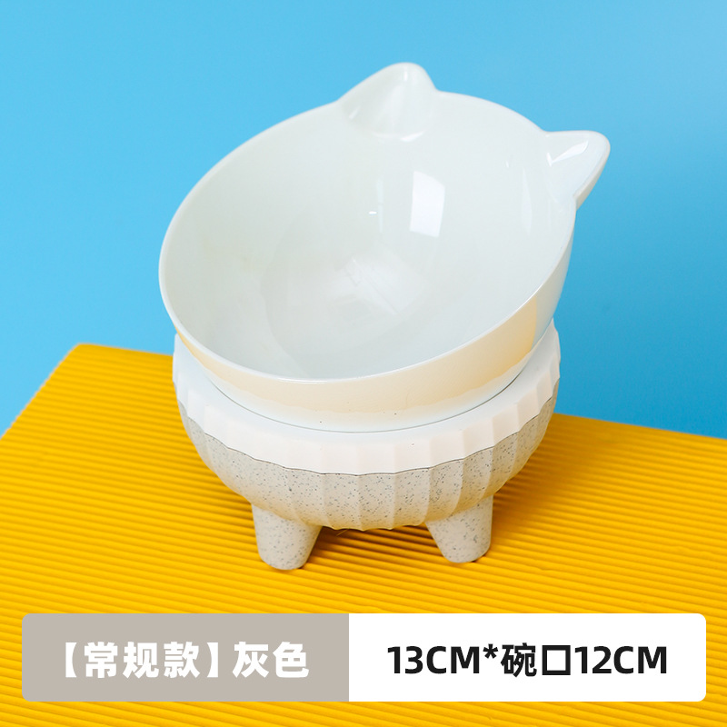 Popular Pet Tall Bowl Oblique Mouth Cat Food Holder Drinking Bowl Protective Cervical Spine Anti-Tumble Pet Tableware Wholesale