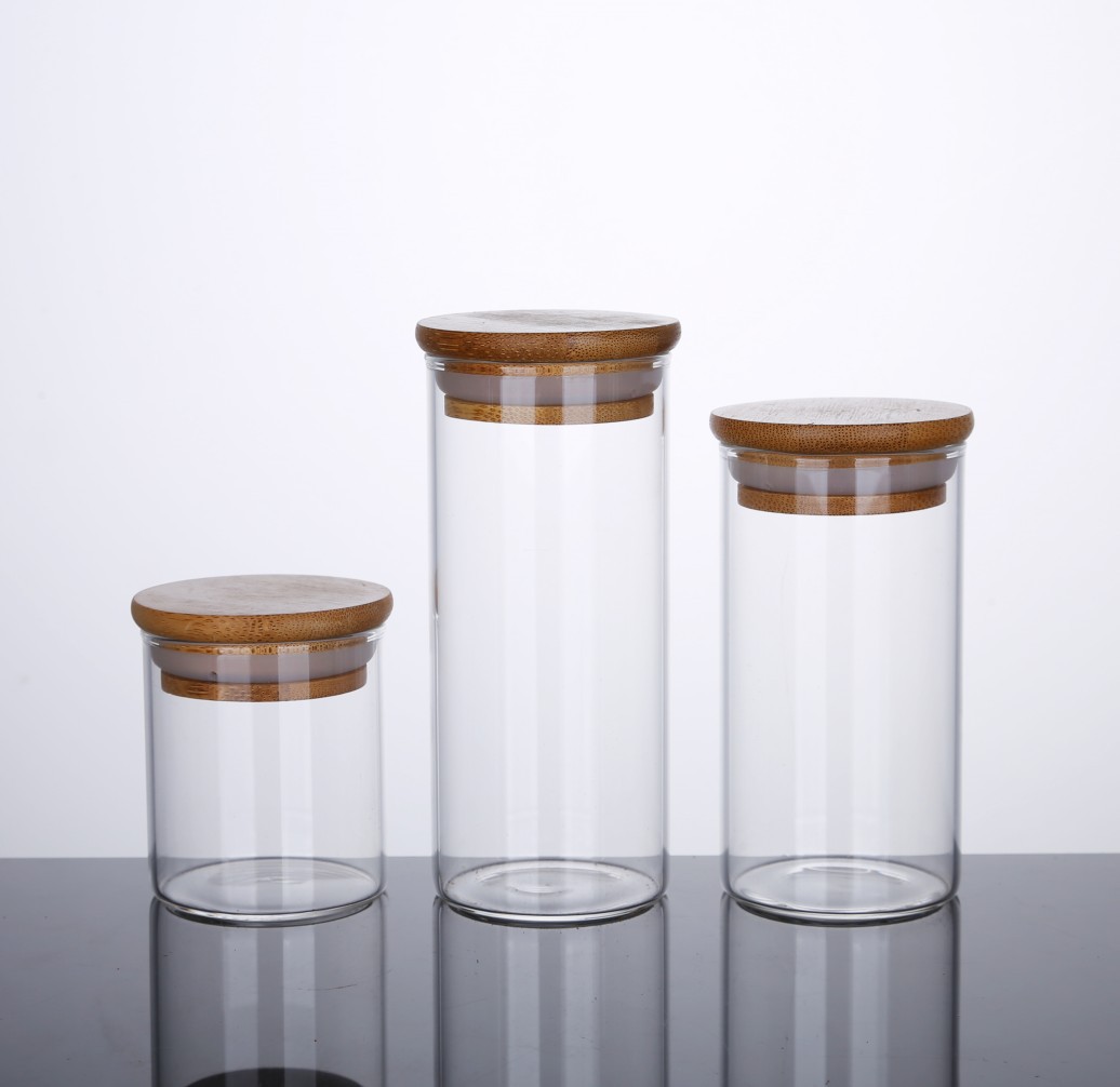 新品直径53mm透明木塞家用密封玻璃罐茶叶干果文玩储物罐收纳瓶子