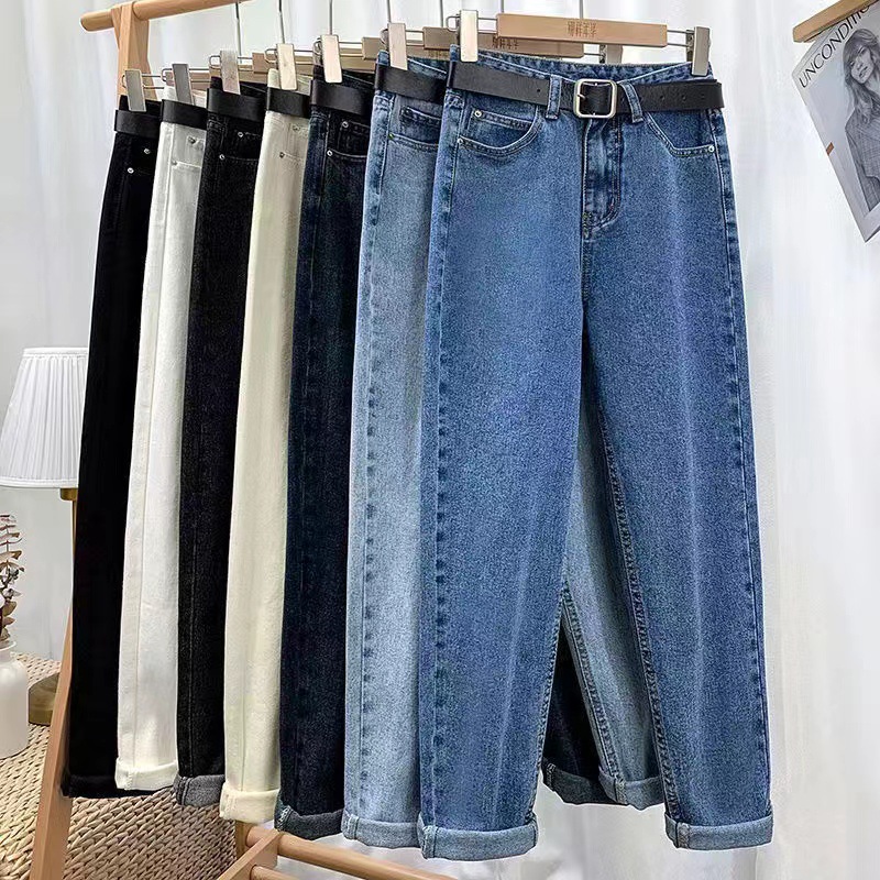 2023 New Women's Clothing Denim Trousers Summer Women's Versatile Elastic Straight Pants Stall Foreign Trade Wholesale Supply