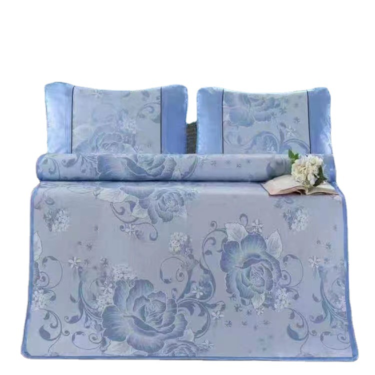 Ice Silk Three-Piece Set of Summer Sleeping Mat Gift Machine Washable Single Double Summer Mat Summer Air-Conditioning Soft Mat Wholesale