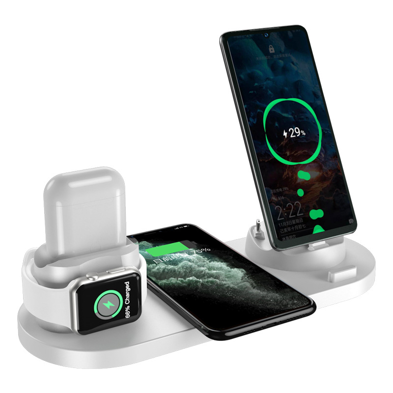 Cross-Border New Arrival Multi-Functional Six-in-One Wireless Charger for Earphone Watch Fast Charging Wireless Charger