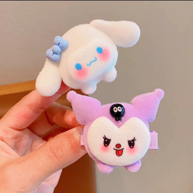 Girls Plush Hair Ring Cartoon Cute Cinnamoroll Babycinnamoroll Rubber Band Autumn and Winter Hair Accessories Girls Do Not Hurt Hair Clip Hair Clip Headdress