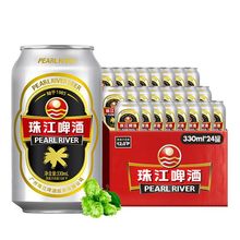 珠江啤酒12度经典珠江啤酒330ml*24听啤酒整箱罐装高度酒口感醇厚