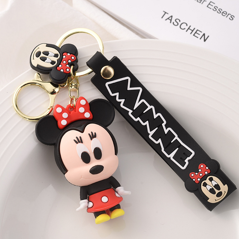 New Mickey Minnie Internet Celebrity Pendant Silicone Stitch Keychain Doll Couple Cartoon Key Button Wholesale