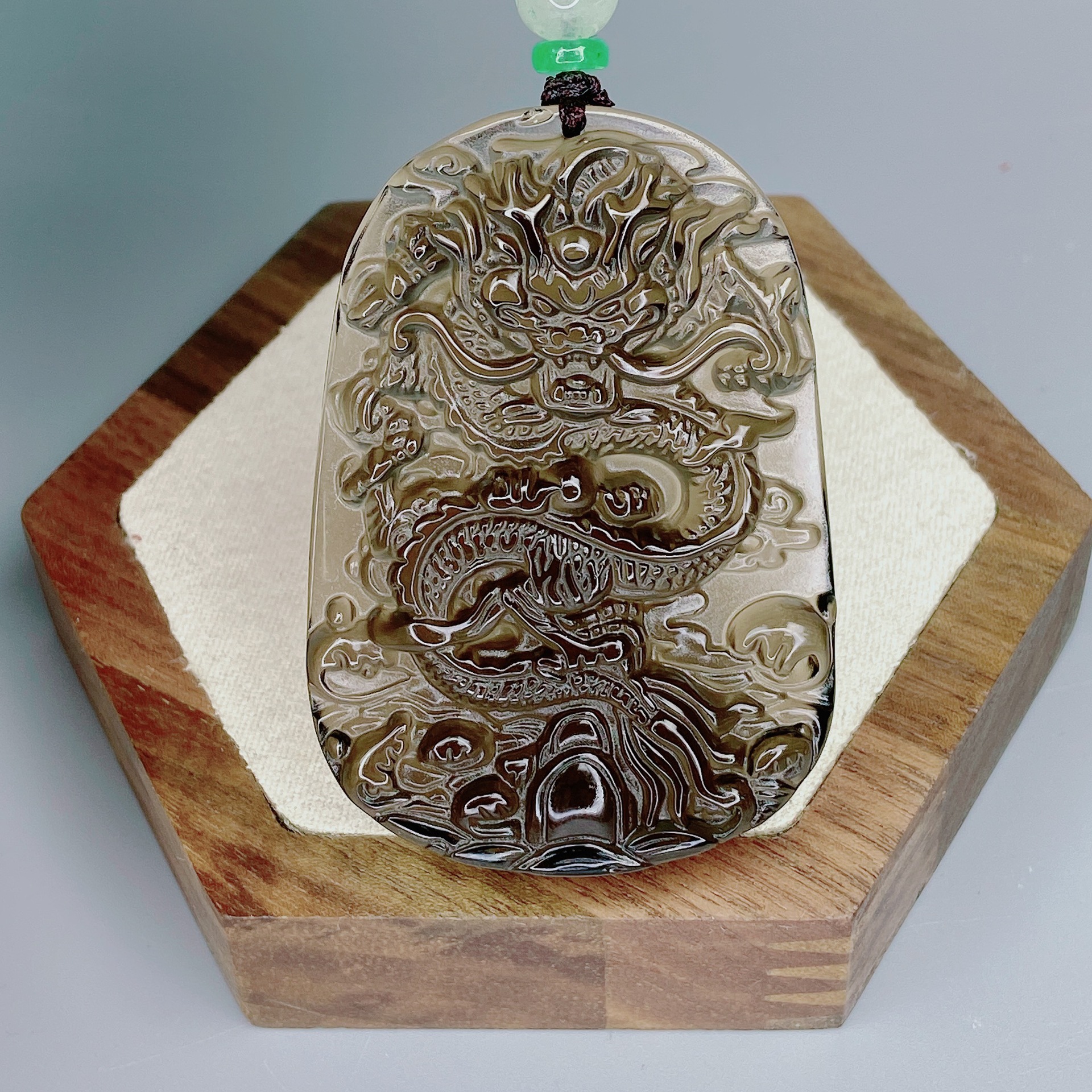 天然冰黑曜石大款龙牌吊坠霸气精雕时尚张扬挂件男友父亲项链直销