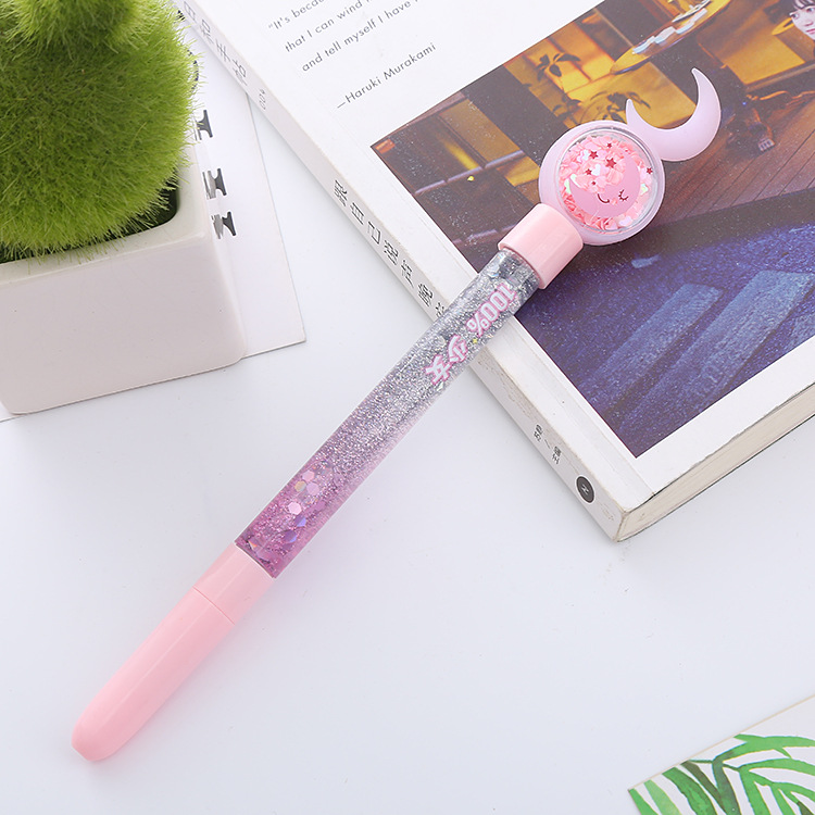 INS Girl Heart Sequins Gel Pen Oil Quicksand Pen Good-looking Student Pen Creative Stationery Office Signature Pen