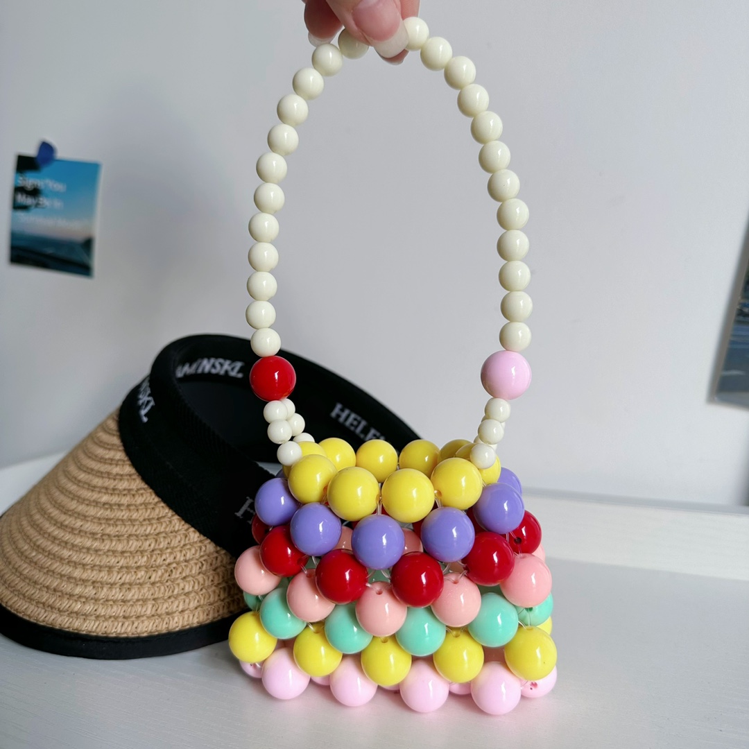 珍珠包女儿童斜挎手提包编织网红包ins手工串珠百搭迷你小包16mm