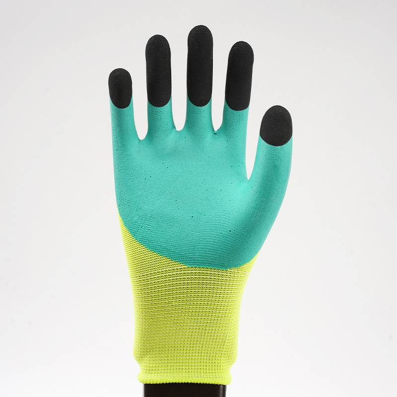 劳保手套工人干活用防滑透气手指加厚耐磨手套双层加强指乳胶手套