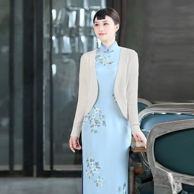 旗袍披肩2021新款春秋日常复古短外套长袖开衫配外搭修身女短款