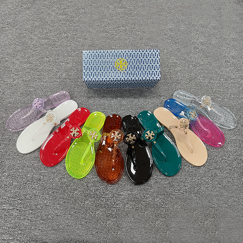 tb人字拖女夏季大码平底跨境ebay欧美沙滩水晶果冻凉拖鞋slippers