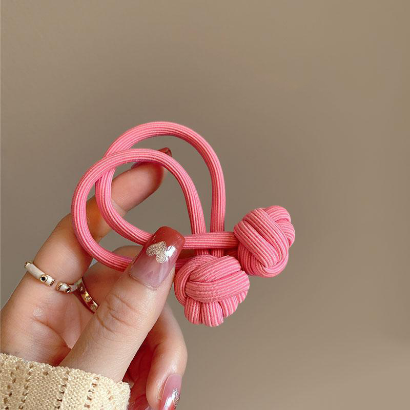 简约高弹力加粗发绳多巴胺粉色球球绑发头绳可爱俏皮耐用皮筋发饰