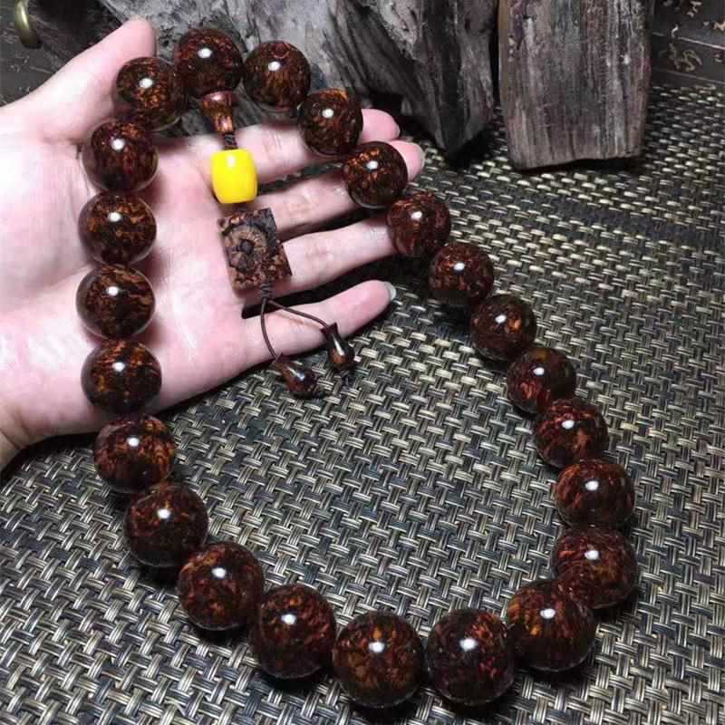 老挝 越南 缅甸黄花梨 降真香佛珠媲美海南黄花梨手串男大号佛珠