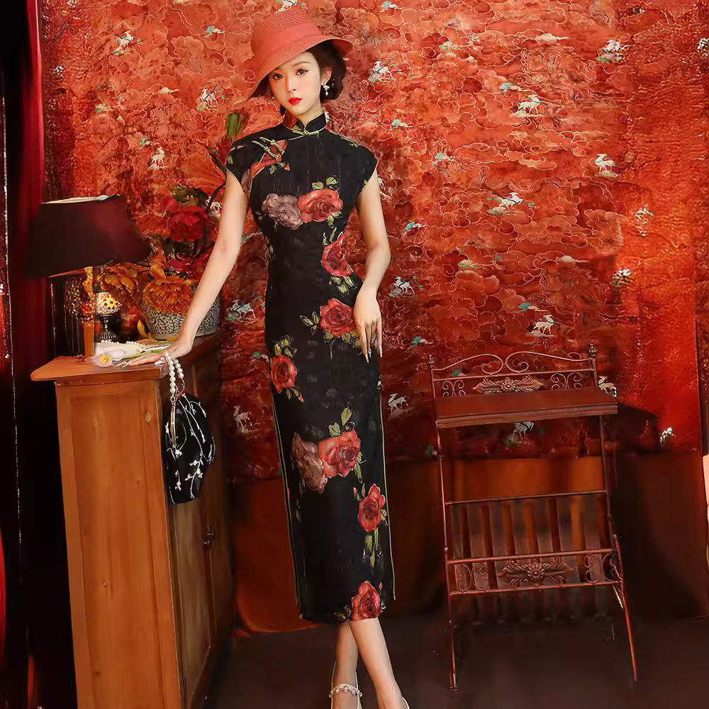 旗袍新款2024新款女改良日常可穿新中式气质长款民国风女装连衣裙