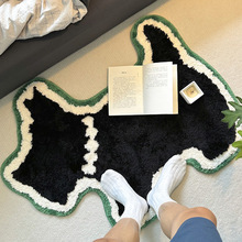 法式小狗簇绒地毯高级卧室床边毯ins少女心植绒地毯 客厅防滑脚垫