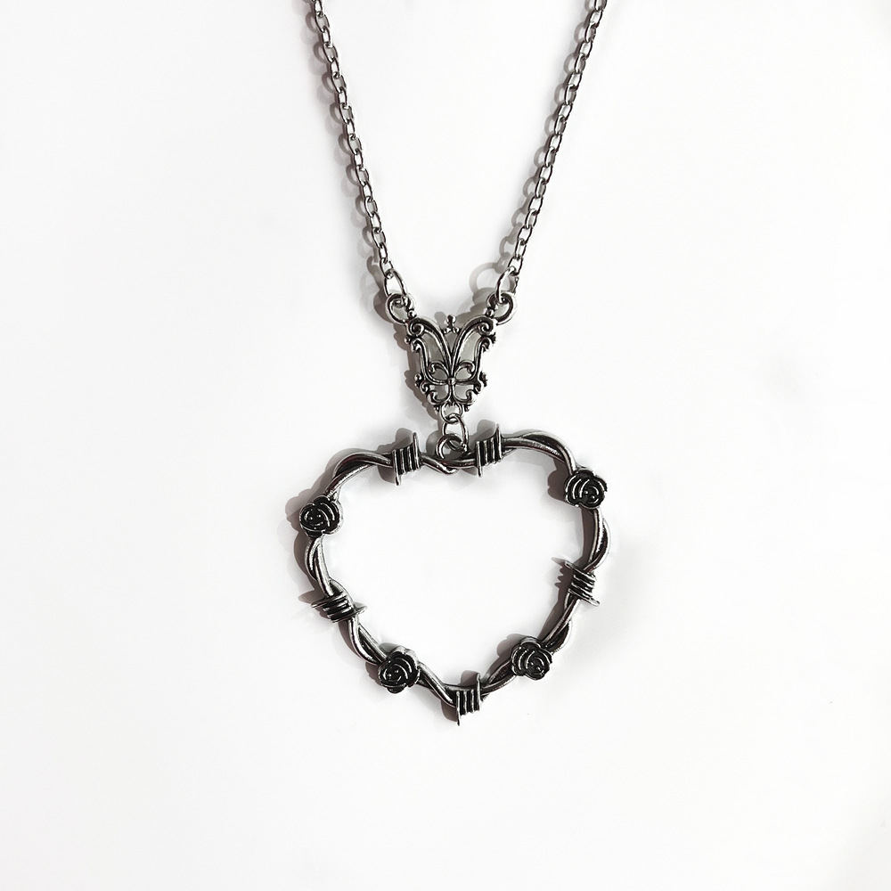 跨境亚马逊铁丝网心形项链,哥特式心形项链,铁丝网首饰-阿里巴巴