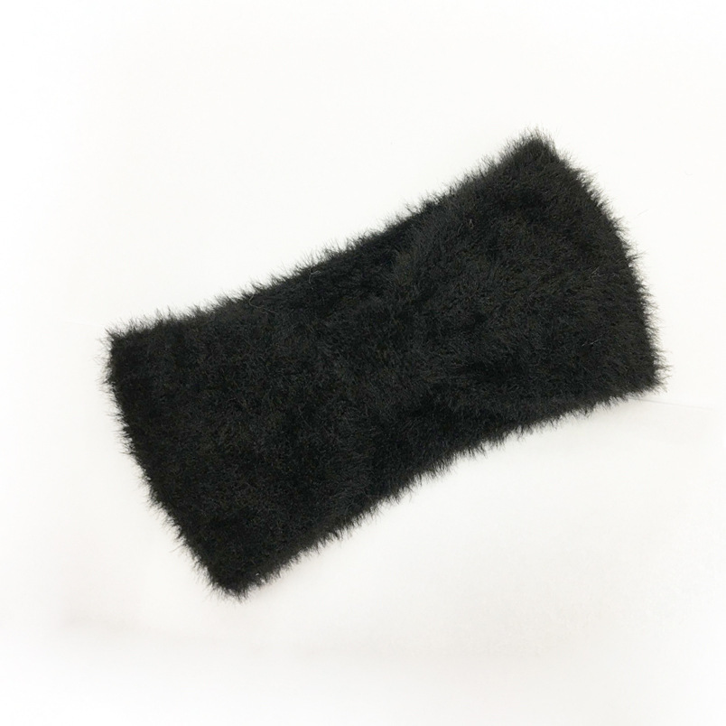 Internet Celebrity Ins2021 New Style Faux Mink Velvet Thickened Warm Bow Knitted Hair Band Wool Hair Band